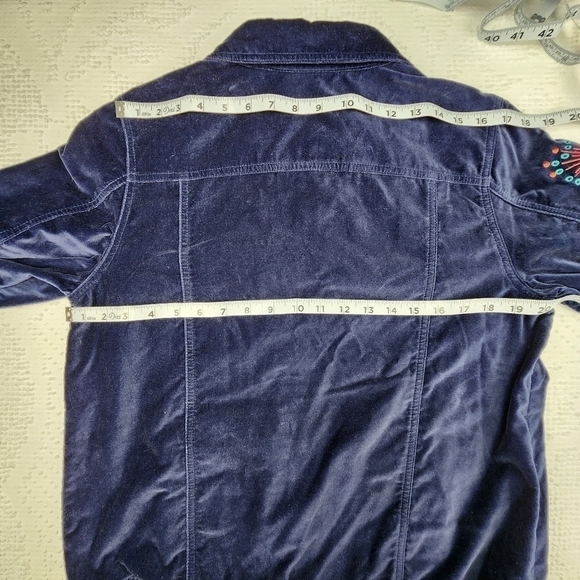 Vintage Bob Mackie Wearable Art Blue Velvet Button Down Embroidered Jacket SizeS - Picture 13 of 16